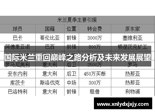 国际米兰重回巅峰之路分析及未来发展展望